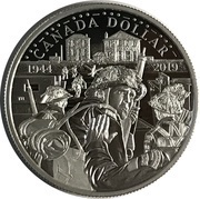 1 Dollar - Elizabeth II D-Day, Canada, 2019 reverse image
