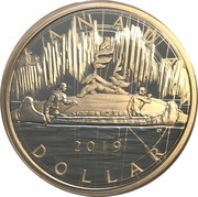 1 Dollar In the name of George VI; 1935 Voyageur dollar, Canada, 2019 reverse image