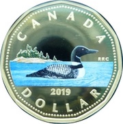 1 Dollar - Elizabeth II 4th portrait, colored, Canada, 2019 reverse image
