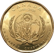 1 Dollar - Elizabeth II UN Charter, Canada, 2020 reverse image