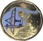 1 Dollar - Elizabeth II Alexander Graham Bell; colored, Canada, 2022 reverse image