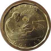 1 Dollar - Elizabeth II Celebrating Oscar Peterson, Canada, 2022 reverse image