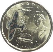 1 Dollar In the name of Elizabeth II; Elsie MacGill; colored, Canada, 2023 reverse image