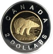 2 Dollars - Elizabeth II Polar bear, Gold Proof Issue reverse image