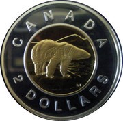 2 Dollars - Elizabeth II Polar bear, Silver Proof Issue, Canada, 1996-2003 reverse image
