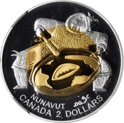 2 Dollars - Elizabeth II Nunavut; Gold, White gold and silver reverse image