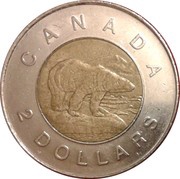 2 Dollars - Elizabeth II Polar bear, date bottom reverse image