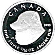2 Dollars - Elizabeth II Arctic Fox; 1⁄10 oz, Canada, 2004 reverse image