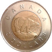 2 Dollars - Elizabeth II Polar bear, date on top, Canada, 2006-2012 reverse image