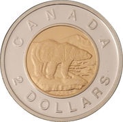 2 Dollars - Elizabeth II Polar bear; Silver Proof Issue, Canada, 2013-2022 reverse image