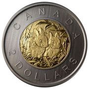 2 Dollars - Elizabeth II Baby Rabbits; specimen set, Canada, 2014 reverse image