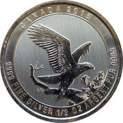 2 Dollars - Elizabeth II Bald Eagle; ½ oz. Silver Bullion Coinage, Canada, 2015 reverse image