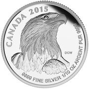 2 Dollars - Elizabeth II Bald Eagle; 1⁄10 oz, Canada, 2015 reverse image
