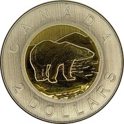 2 Dollars - Elizabeth II Polar bear; In Specimen Sets, Canada, 2016-2022 reverse image