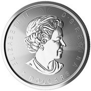 2 Dollars - Elizabeth II Wolf Moon; ¾ oz. Silver Bullion Coinage obverse image