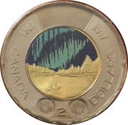 2 Dollars - Elizabeth II Dance of The Spirits; colored, Canada, 2017 reverse image