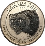 2 Dollars - Elizabeth II Wolverine; Bullion, Canada, 2018 reverse image