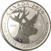 2 Dollars - Elizabeth II Woodland Caribou, Canada, 2020 reverse image
