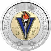 2 Dollars - Elizabeth II Victory; colored, Canada, 2020 reverse image