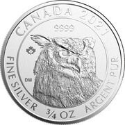 2 Dollars - Elizabeth II Great-Horned Owl, Canada, 2021 reverse image