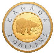 2 Dollars In the name of Elizabeth II; Polar bear, Silver, Canada, 2023 reverse image