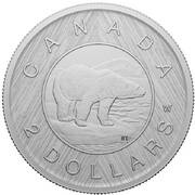 2 Dollars In the name of Elizabeth II; Polar bear; Silver, Canada, 2023 reverse image