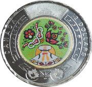 2 Dollars In the name of Elizabeth II; National Indigenous Peoples Day; colored, Canada, 2023 reverse image