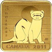 3 Dollars - Elizabeth II Black-footed Ferret, Canada, 2011 reverse image