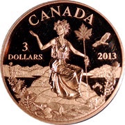 3 Dollars - Elizabeth II Canada: An Allegory, Canada, 2013 reverse image