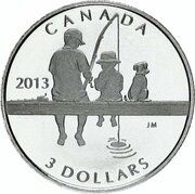 3 Dollars - Elizabeth II Fishing, Canada, 2013 reverse image