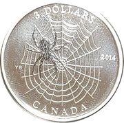 3 Dollars - Elizabeth II The spider and its web, Canada, 2014 reverse image