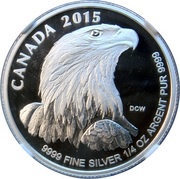 3 Dollars - Elizabeth II Bald Eagle; ¼ oz, Canada, 2015 reverse image