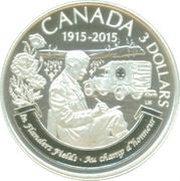 3 Dollars In the name of George V; In Flanders Fields, Canada, 2015 reverse image
