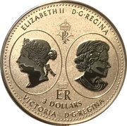 3 Dollars - Elizabeth II Queen Victoria 200th Anniversary obverse image