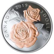3 Dollars - Elizabeth II Rose Blossoms, Canada, 2019 reverse image