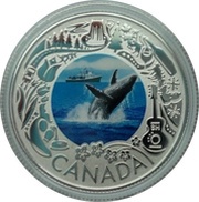 3 Dollars - Elizabeth II Whale Watching, Canada, 2019 reverse image