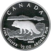 4 Dollars - Elizabeth II Arctic Fox; ½ oz, Canada, 2004 reverse image