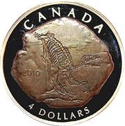 4 Dollars - Elizabeth II Dromaeosaurus, Canada, 2010 reverse image