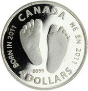 4 Dollars - Elizabeth II Welcome to the World, Canada, 2011 reverse image