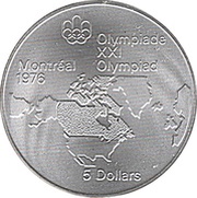 5 Dollars - Elizabeth II Map of North America, Canada, 1973 reverse image