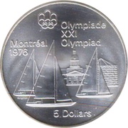 5 Dollars - Elizabeth II Kingston and Sailboats, Canada, 1973 reverse image