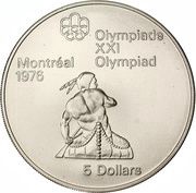5 Dollars - Elizabeth II Canoeing, Canada, 1974 reverse image