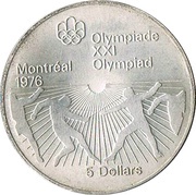 5 Dollars - Elizabeth II Fencing, Canada, 1976 reverse image