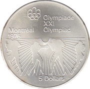 5 Dollars - Elizabeth II Boxing, Canada, 1976 reverse image