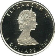 5 Dollars - Elizabeth II 2nd Portrait; 1/10 oz. Platinum Bullion Coinage obverse image