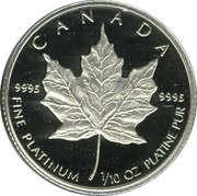 5 Dollars - Elizabeth II 2nd Portrait; 1/10 oz. Platinum Bullion Coinage reverse image