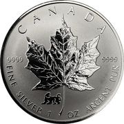 5 Dollars - Elizabeth II 3rd Portrait; Privy marked SML Bullion Coinage, Canada, 1990-2003 reverse image