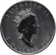5 Dollars - Elizabeth II 1 oz. Autumn Maple Leaf obverse image