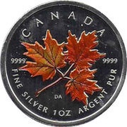 5 Dollars - Elizabeth II 1 oz. Autumn Maple Leaf, Canada, 2001 reverse image