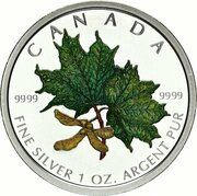 5 Dollars - Elizabeth II 1 oz. Spring Maple Leaf, Canada, 2002 reverse image
